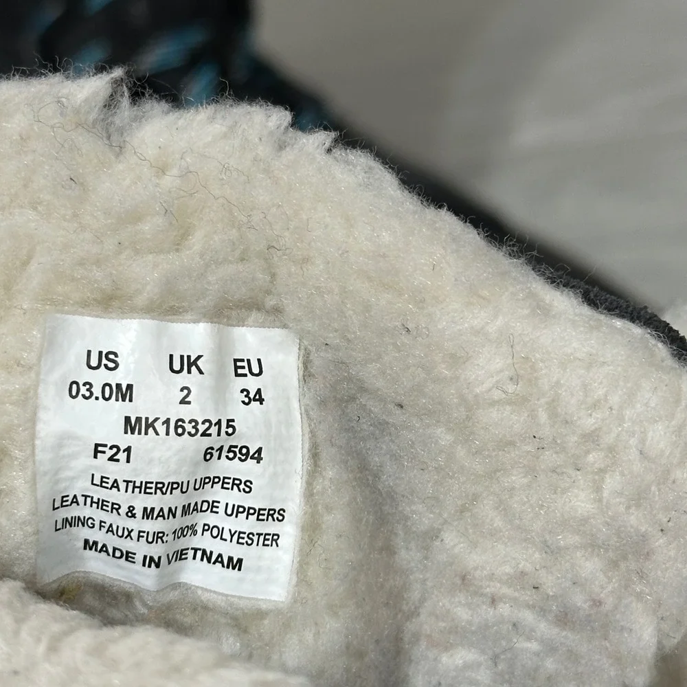 Merrell‎ Heidi Waterproof Boots Kids 3M Black Quilted Faux Fur Winter Snow